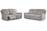 Barnsana Ash Power Reclining Sofa and Loveseat by Ashley at Eve Furniture