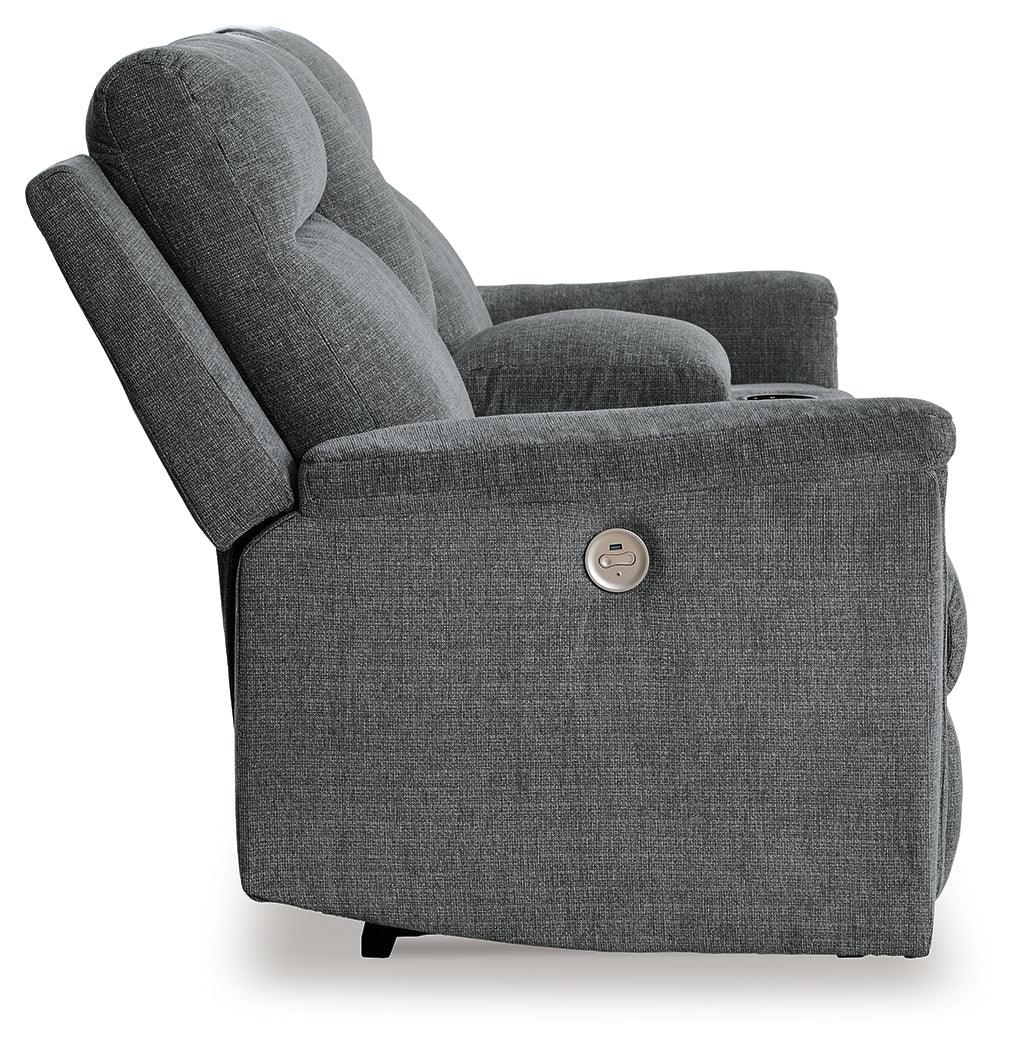 Barnsana Gravel Power Reclining Loveseat with Console by Ashley at Eve Furniture