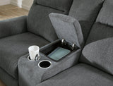 Barnsana Gravel Power Reclining Loveseat with Console by Ashley at Eve Furniture