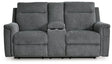 Barnsana Gravel Power Reclining Loveseat with Console by Ashley at Eve Furniture