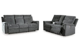 Barnsana Gravel Power Reclining Sofa and Loveseat by Ashley at Eve Furniture
