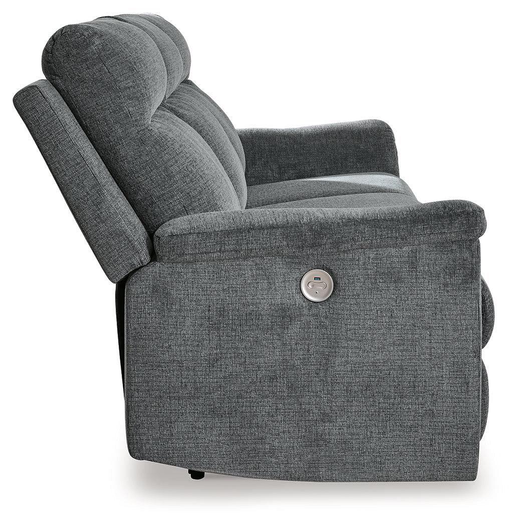Barnsana Gravel Power Reclining Sofa by Ashley at Eve Furniture