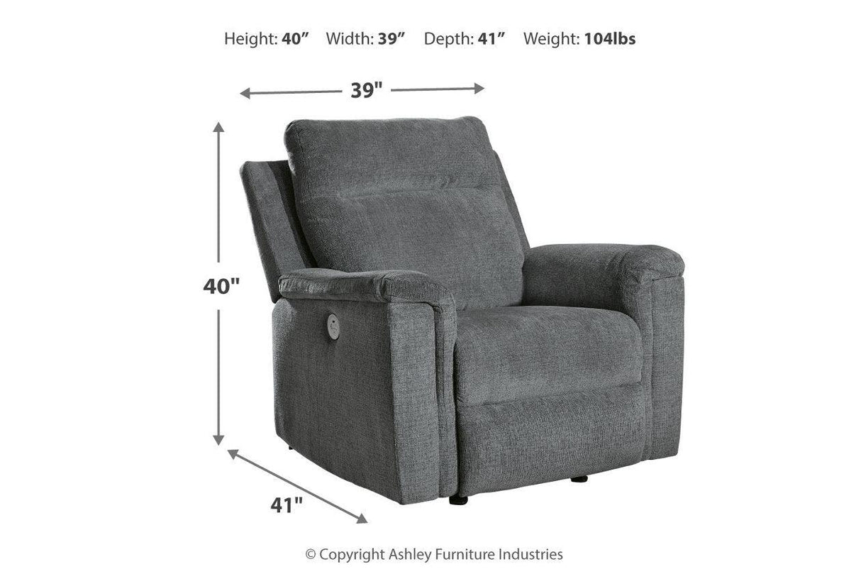 Barnsana Gravel Power Reclining Sofa, Loveseat and Recliner by Ashley at Eve Furniture