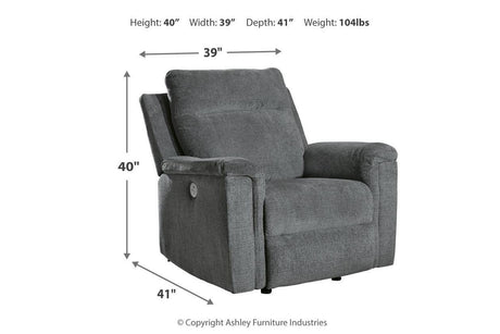 Barnsana Gravel Power Reclining Sofa, Loveseat and Recliner by Ashley at Eve Furniture
