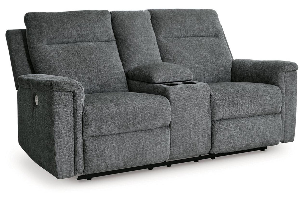 Barnsana Gravel Power Reclining Sofa, Loveseat and Recliner by Ashley at Eve Furniture