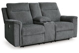 Barnsana Gravel Power Reclining Sofa, Loveseat and Recliner by Ashley at Eve Furniture