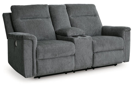 Barnsana Gravel Power Reclining Sofa, Loveseat and Recliner by Ashley at Eve Furniture