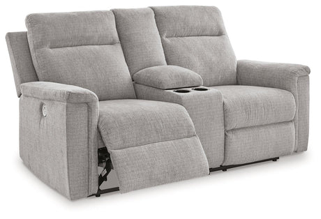 Barnsana Ash Power Reclining Loveseat with Console by Ashley at Eve Furniture