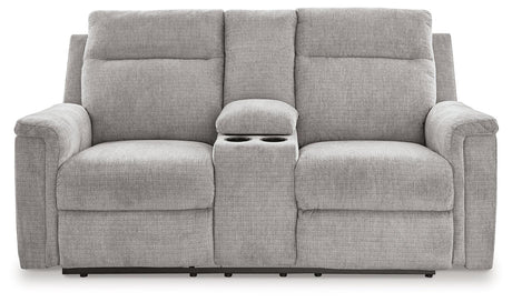 Barnsana Ash Power Reclining Loveseat with Console by Ashley at Eve Furniture