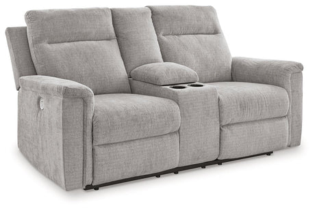 Barnsana Ash Power Reclining Loveseat with Console by Ashley at Eve Furniture
