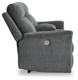 Barnsana Gravel Power Reclining Loveseat with Console by Ashley at Eve Furniture
