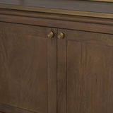 Baron 4-Door Dark Brown Wood w/ Antique Brass Metal Open Shelving Unit by Mercana at Eve Furniture