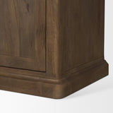 Baron 4-Door Dark Brown Wood w/ Antique Brass Metal Open Shelving Unit by Mercana at Eve Furniture
