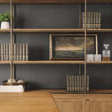 Baron 4-Door Light Brown Wood w/ Gunmetal Open Shelving Unit by Mercana at Eve Furniture