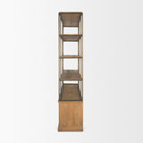 Baron 4-Door Light Brown Wood w/ Gunmetal Open Shelving Unit by Mercana at Eve Furniture