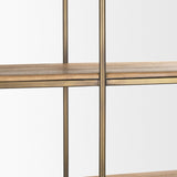 Baron 4-Door Light Brown Wood w/ Gunmetal Open Shelving Unit by Mercana at Eve Furniture