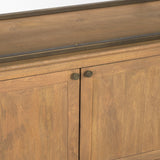 Baron 4-Door Light Brown Wood w/ Gunmetal Open Shelving Unit by Mercana at Eve Furniture