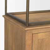 Baron 4-Door Light Brown Wood w/ Gunmetal Open Shelving Unit by Mercana at Eve Furniture