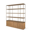 Baron 4-Door Light Brown Wood w/ Gunmetal Open Shelving Unit by Mercana at Eve Furniture