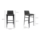 Baron Charcoal Grey Bar Stool by Moe's Home at Eve Furniture