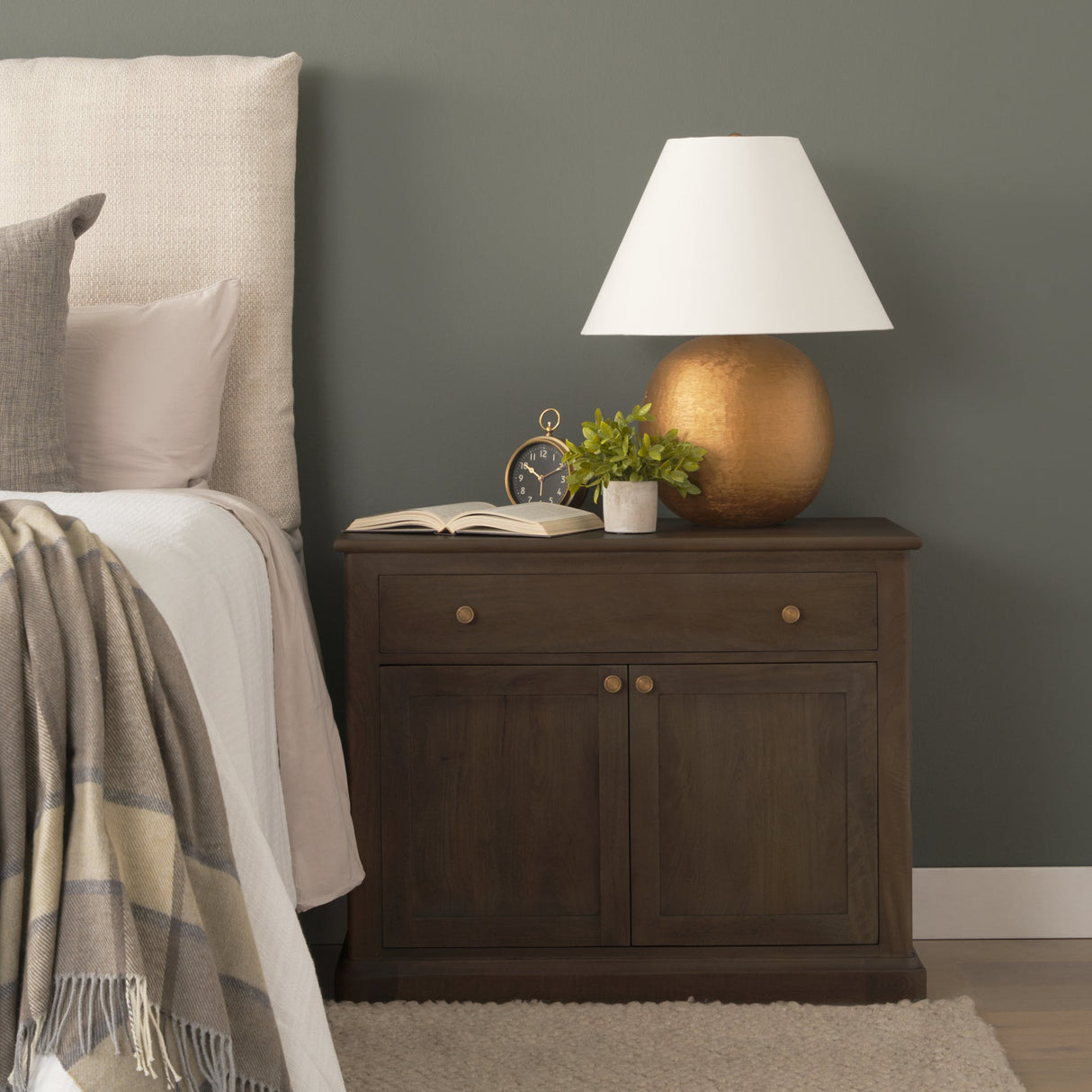 Baron Dark Brown Solid Wood w/ Antique Knobs 2-Door Accent Cabinet by Mercana at Eve Furniture