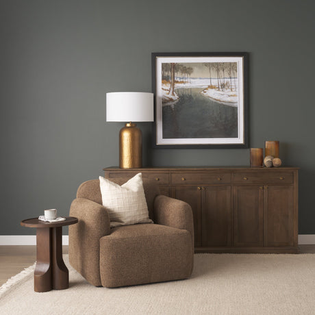 Baron Dark Brown Solid Wood w/ Antiqued Aged Brass Knobs 3-Drawer 6-Door Sideboard by Mercana at Eve Furniture