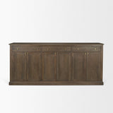 Baron Dark Brown Solid Wood w/ Antiqued Aged Brass Knobs 3-Drawer 6-Door Sideboard by Mercana at Eve Furniture