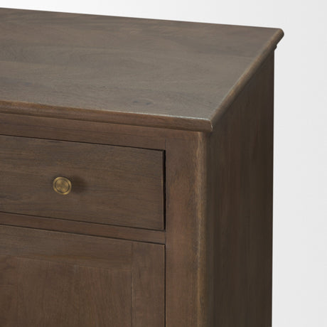 Baron Dark Brown Solid Wood w/ Antiqued Aged Brass Knobs 3-Drawer 6-Door Sideboard by Mercana at Eve Furniture