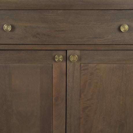 Baron Dark Brown Solid Wood w/ Antiqued Aged Brass Knobs 3-Drawer 6-Door Sideboard by Mercana at Eve Furniture