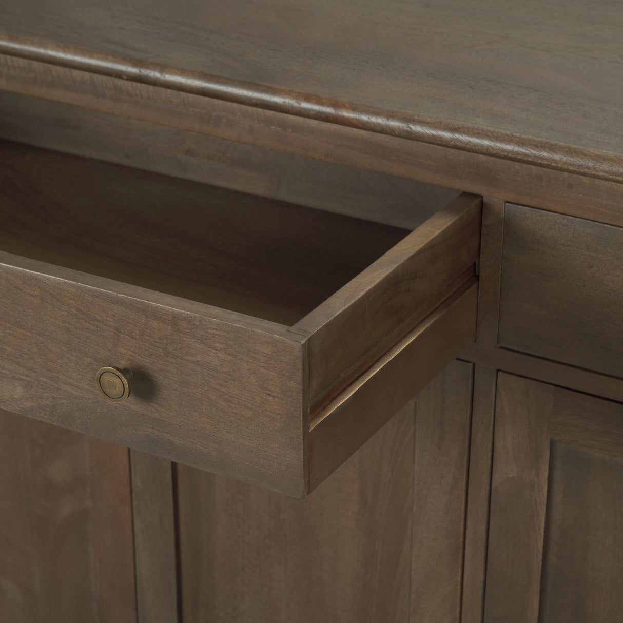 Baron Dark Brown Solid Wood w/ Antiqued Aged Brass Knobs 3-Drawer 6-Door Sideboard by Mercana at Eve Furniture