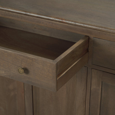 Baron Dark Brown Solid Wood w/ Antiqued Aged Brass Knobs 3-Drawer 6-Door Sideboard by Mercana at Eve Furniture