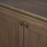 Baron Dark Brown Wood w/ Antiqued Aged Brass Metal 2-Door Open Shelving Unit by Mercana at Eve Furniture