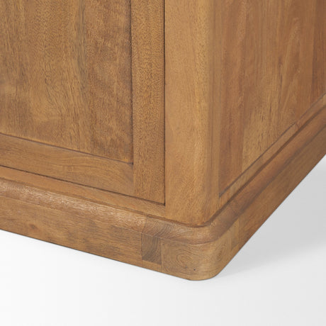 Baron Light Brown Solid Wood w/ Antiqued Brass Knobs 3-Drawer 6-Door Sideboard by Mercana at Eve Furniture