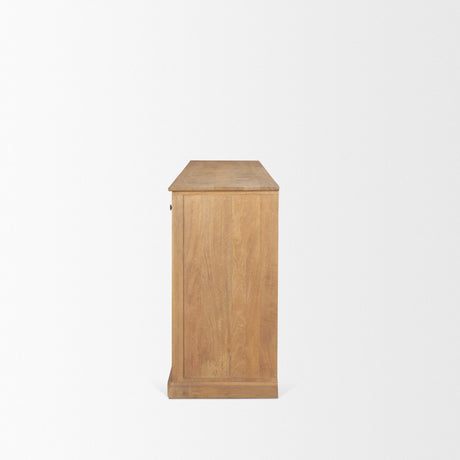 Baron Light Brown Solid Wood w/ Antiqued Brass Knobs 3-Drawer 6-Door Sideboard by Mercana at Eve Furniture