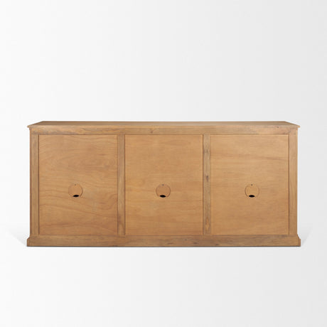 Baron Light Brown Solid Wood w/ Antiqued Brass Knobs 3-Drawer 6-Door Sideboard by Mercana at Eve Furniture