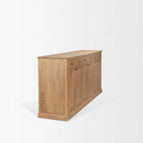 Baron Light Brown Solid Wood w/ Antiqued Brass Knobs 3-Drawer 6-Door Sideboard by Mercana at Eve Furniture