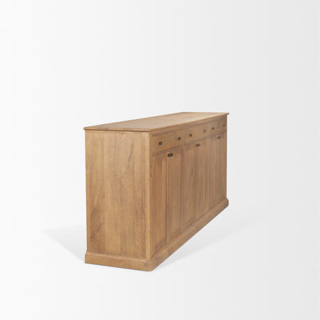 Baron Light Brown Solid Wood w/ Antiqued Brass Knobs 3-Drawer 6-Door Sideboard by Mercana at Eve Furniture