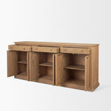 Baron Light Brown Solid Wood w/ Antiqued Brass Knobs 3-Drawer 6-Door Sideboard by Mercana at Eve Furniture