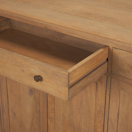 Baron Light Brown Solid Wood w/ Antiqued Brass Knobs 3-Drawer 6-Door Sideboard by Mercana at Eve Furniture