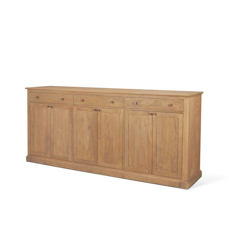 Baron Light Brown Solid Wood w/ Antiqued Brass Knobs 3-Drawer 6-Door Sideboard by Mercana at Eve Furniture
