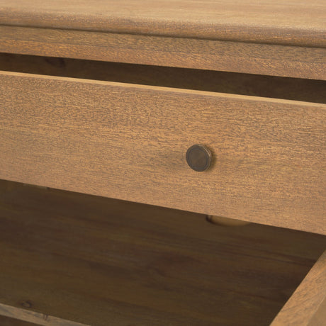 Baron Light Brown Solid Wood w/ Gunmetal Knobs 2-Door Accent Cabinet by Mercana at Eve Furniture