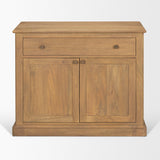 Baron Light Brown Solid Wood w/ Gunmetal Knobs 2-Door Accent Cabinet by Mercana at Eve Furniture