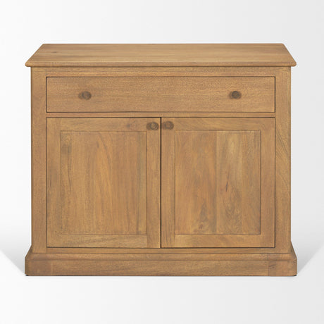 Baron Light Brown Solid Wood w/ Gunmetal Knobs 2-Door Accent Cabinet by Mercana at Eve Furniture