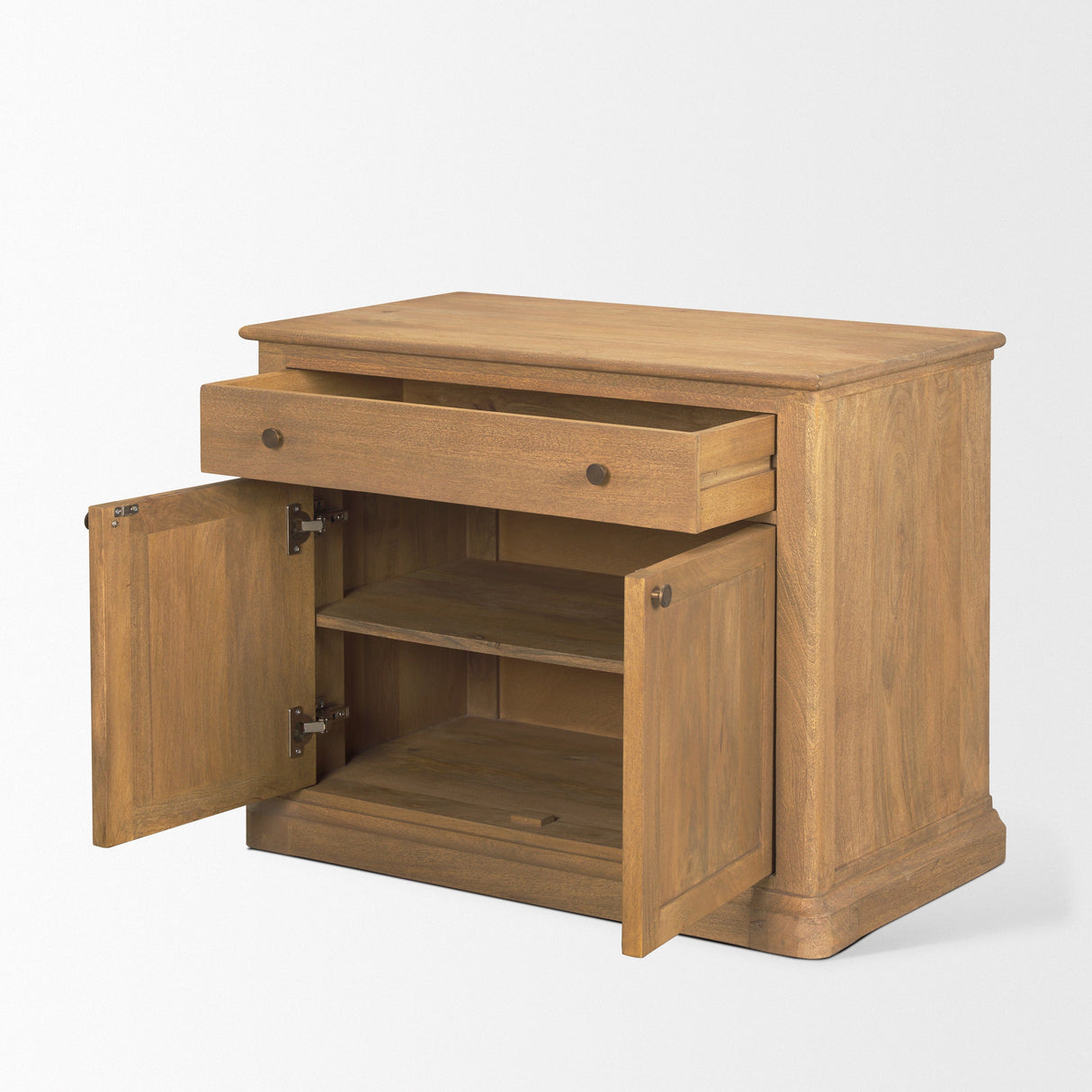 Baron Light Brown Solid Wood w/ Gunmetal Knobs 2-Door Accent Cabinet by Mercana at Eve Furniture