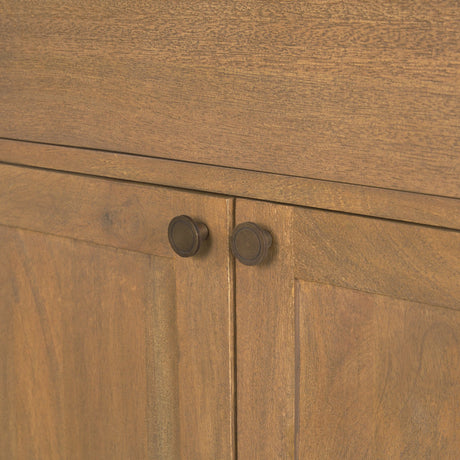 Baron Light Brown Solid Wood w/ Gunmetal Knobs 2-Door Accent Cabinet by Mercana at Eve Furniture