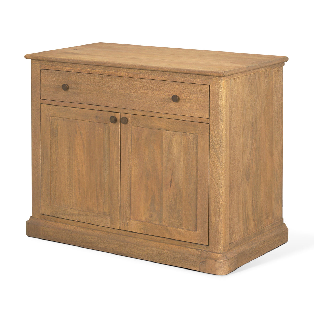 Baron Light Brown Solid Wood w/ Gunmetal Knobs 2-Door Accent Cabinet by Mercana at Eve Furniture