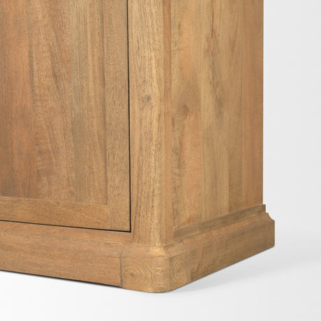 Baron Light Brown Wood w/ Gunmetal 2-Door Open Shelving Unit by Mercana at Eve Furniture