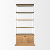 Baron Light Brown Wood w/ Gunmetal 2-Door Open Shelving Unit by Mercana at Eve Furniture