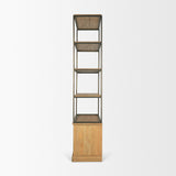 Baron Light Brown Wood w/ Gunmetal 2-Door Open Shelving Unit by Mercana at Eve Furniture