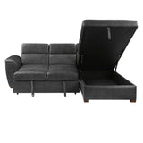 Barre Gray Faux Leather 2-Piece Storage Sleeper Sectional by Homelegance at Eve Furniture